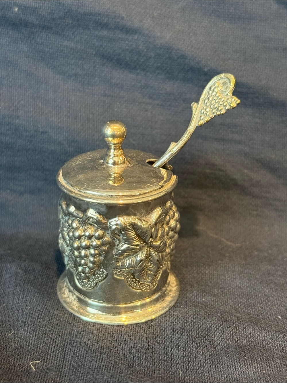 Vintage Portuguese Topazio Cazenovia Silverplate Salt Cellar with Spoon
